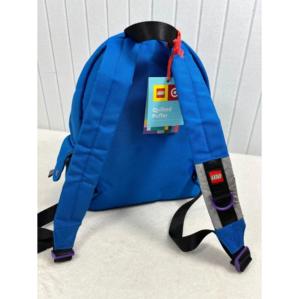 LEGO x Target Quilted Puffer Backpack Blue Limited Edition Brick Pattern NWT